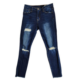 Bridge By Gly Womens Ankle Skinny Jeans 27 Mid Rise Dark Wash Raw Hem Distressed